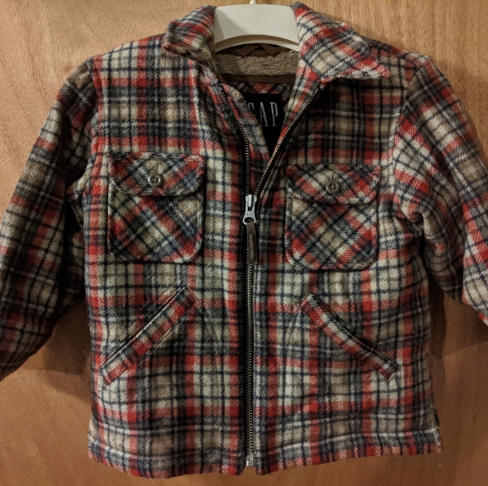 Gap boys flannel plaid wool jacket Size 4